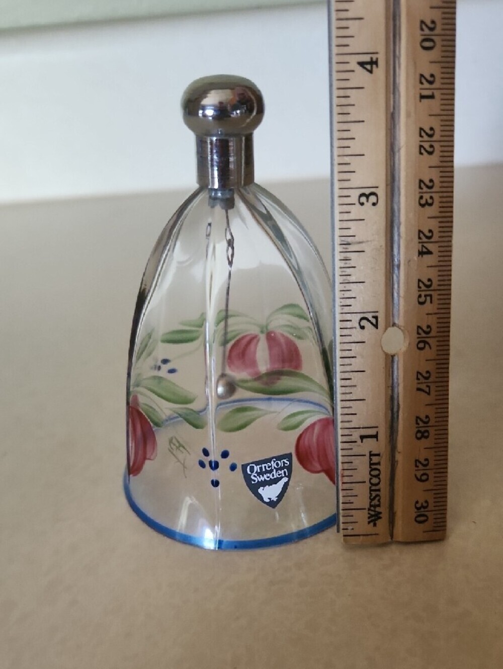 Vintage Orrefors Maja Crystal Dinner Bell Hand Painted Signed Eva Englund EEAL - Picture 4 of 8
